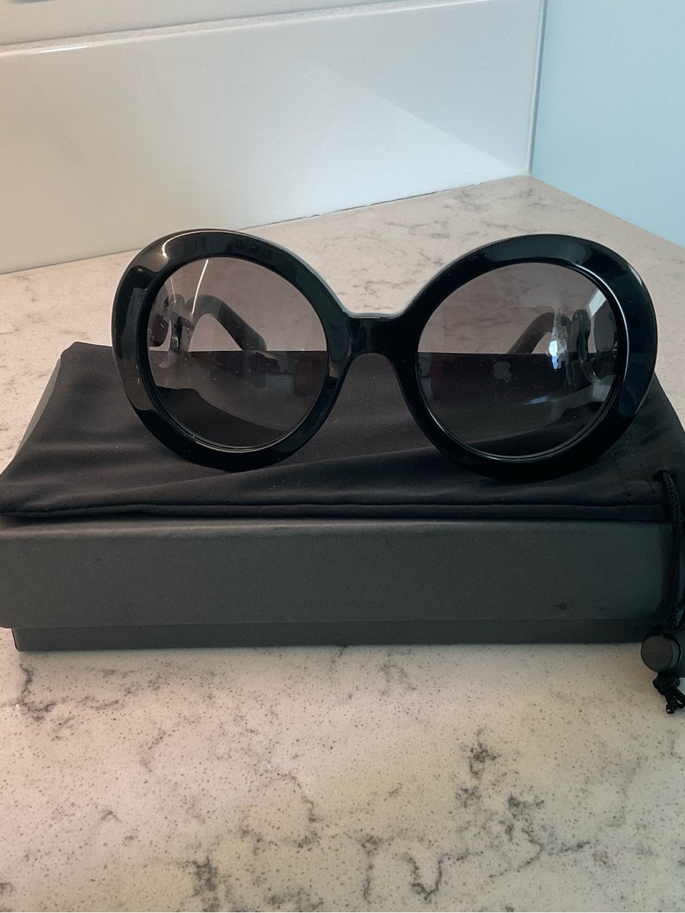 Authentic PRADA Baroque Style Black Sunglasses